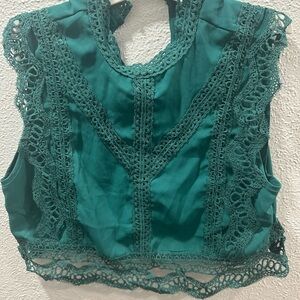 Elegant Green Lace Trim Top